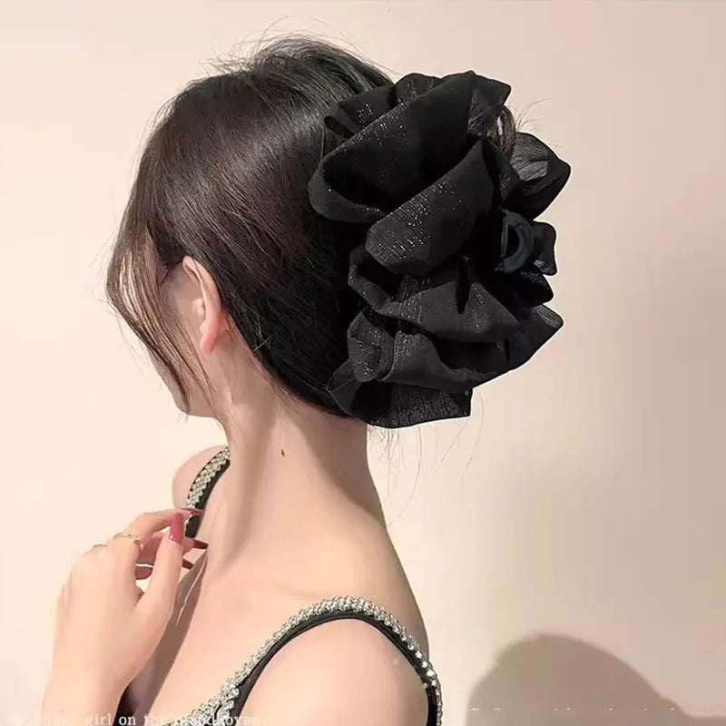 Three Layer Chiffon Bow Hair Claw Clip