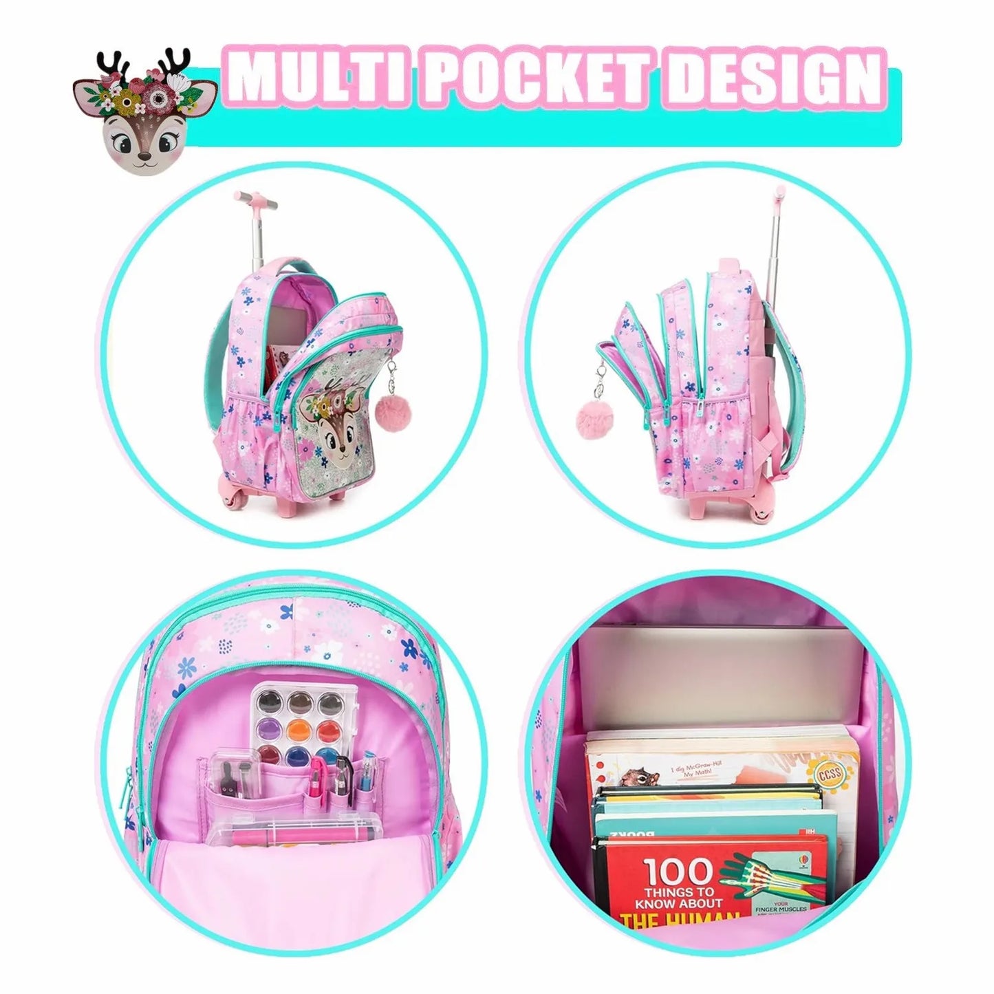 Girls’ Trolley School Backpack Set