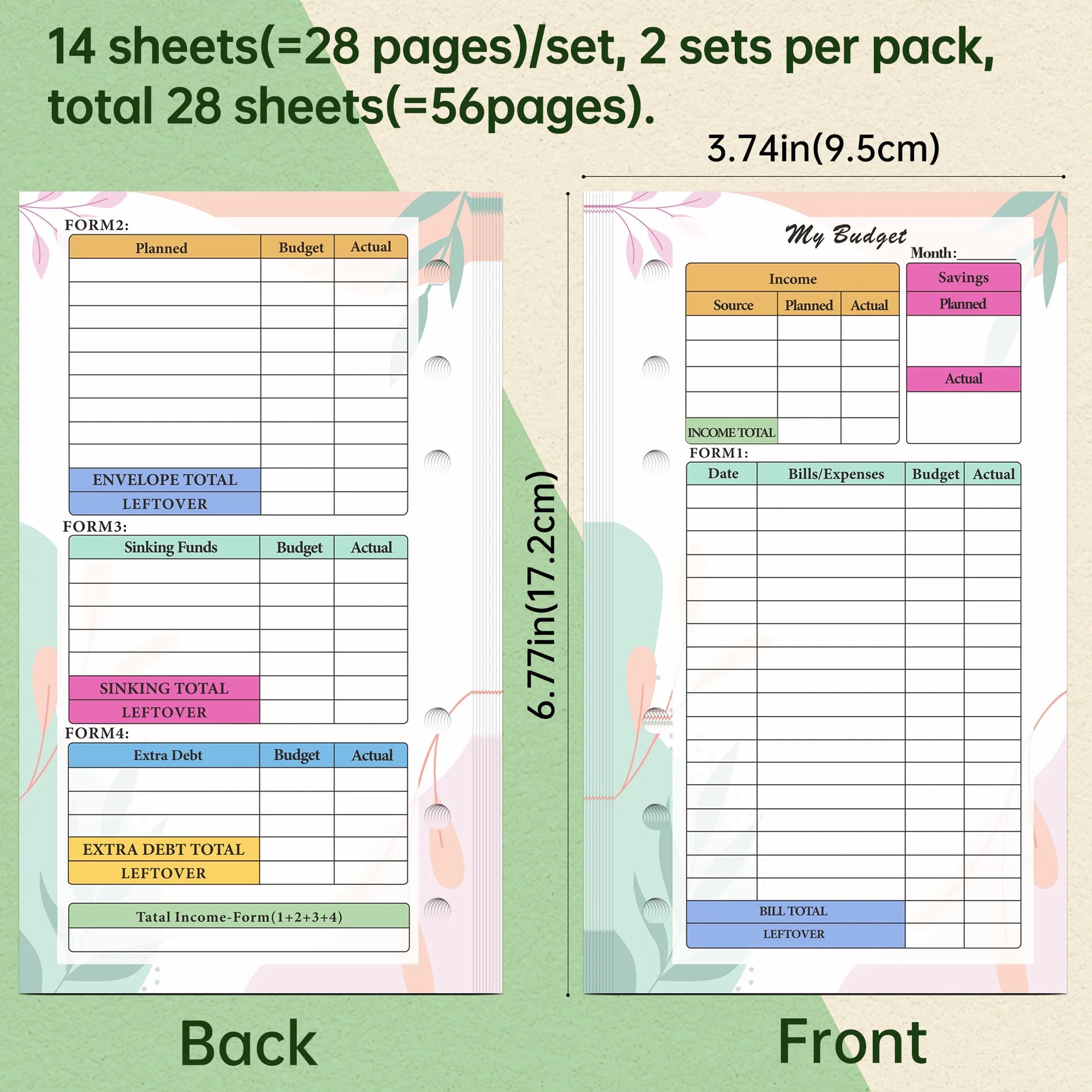 Practical Household Accessory – A6 Colorful Loose Leaf Notebook Refill – pp