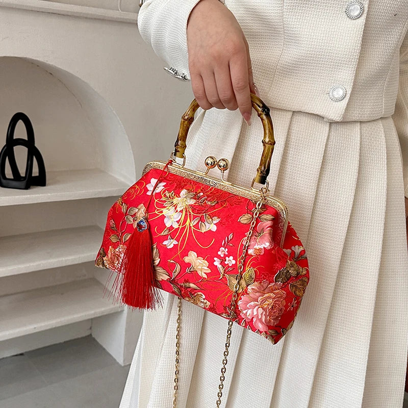 Floral Embroidery Evening Clutch