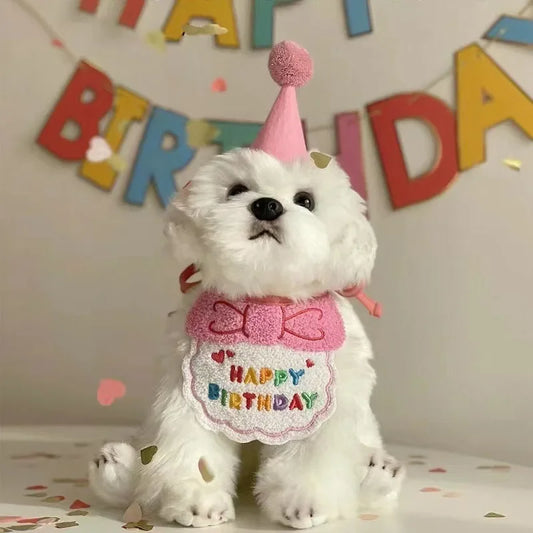 Pet Birthday Hat & Bandana Set for Dogs & Cats