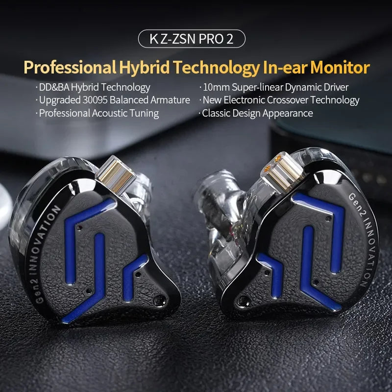KZ ZSN Pro 2 Hybrid HiFi In-Ear Earphones