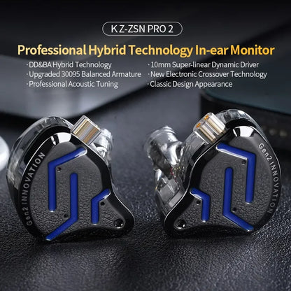 KZ ZSN Pro 2 Hybrid HiFi In-Ear Earphones