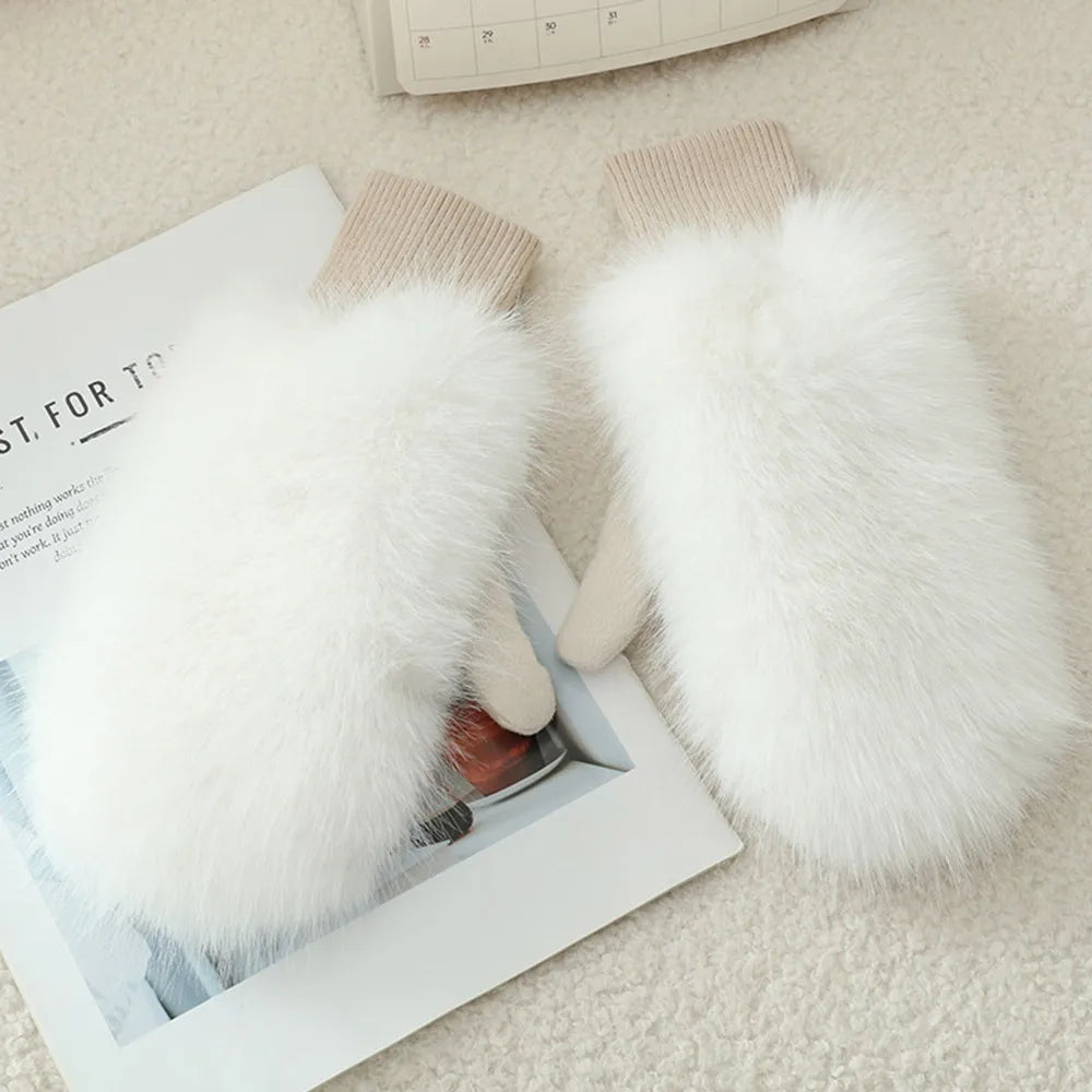 Women’s Rabbit Fur Style Winter Gloves