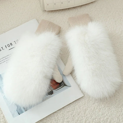 Women’s Rabbit Fur Style Winter Gloves