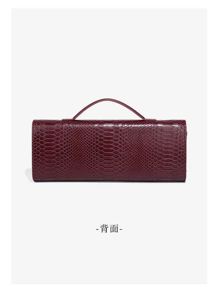 Luxury Snakeskin Top Handle Shoulder Bag