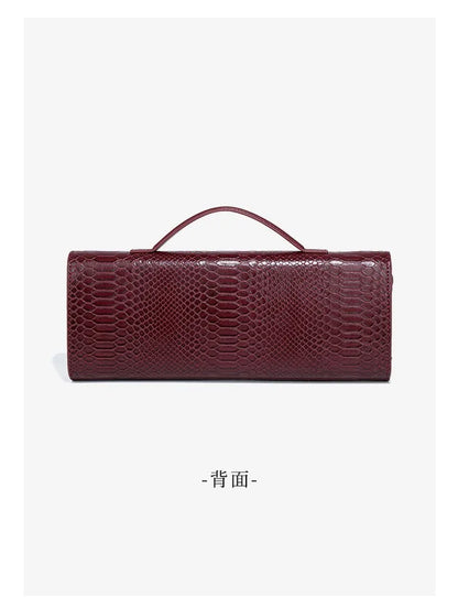 Luxury Snakeskin Top Handle Shoulder Bag