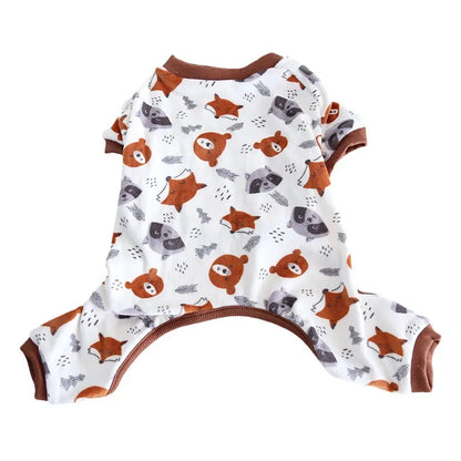 Cartoon Print Fleece Dog Jumpsuit