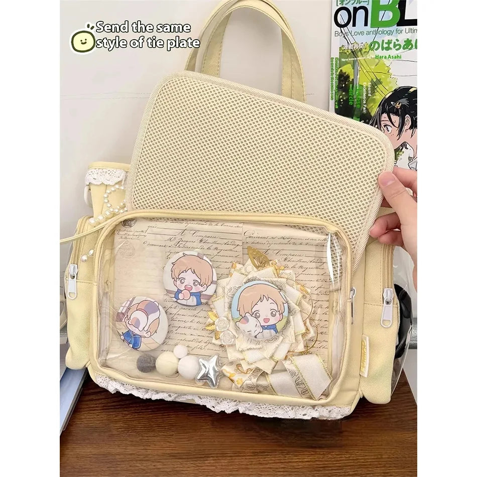 Large Canvas Ita Crossbody Tote Bag