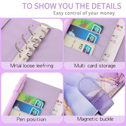 A6 Marble Budget Planner Binder with Cash Envelopes