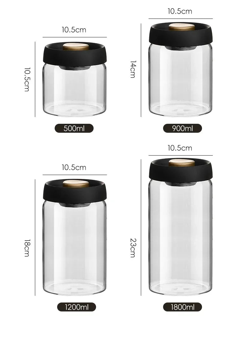 Vacuum Glass Coffee Bean Storage Jar