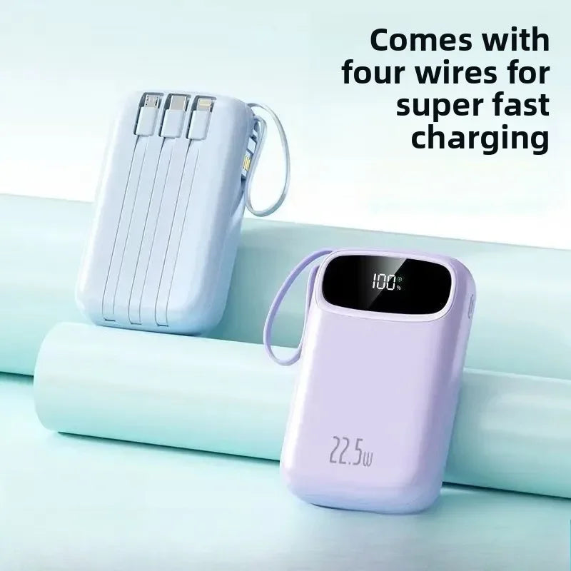 120W Fast Charging Power Bank with Built-in Cable