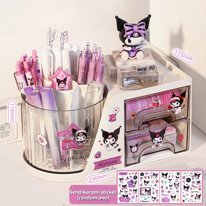 Sanrio Kuromi Rotating Pen Holder Storage Box Organizer