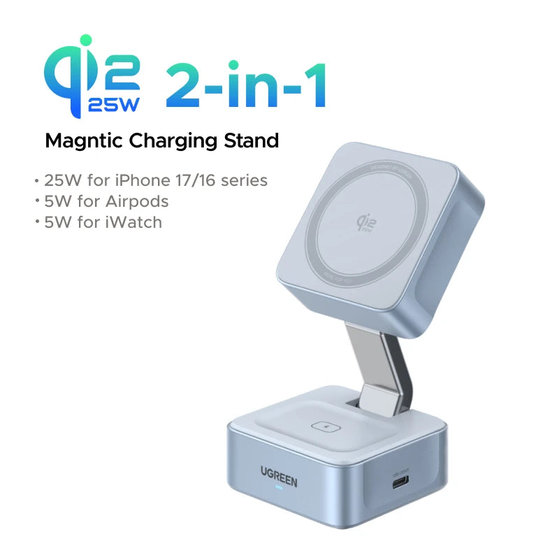 Qi2 2-in-1 Magnetic Wireless Charger Stand