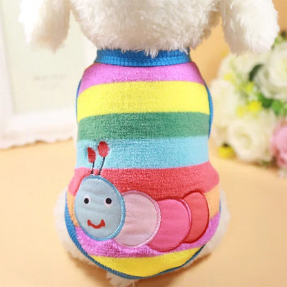 Fleece Dog Vest – Warm Cartoon Clothes for Small Dogs