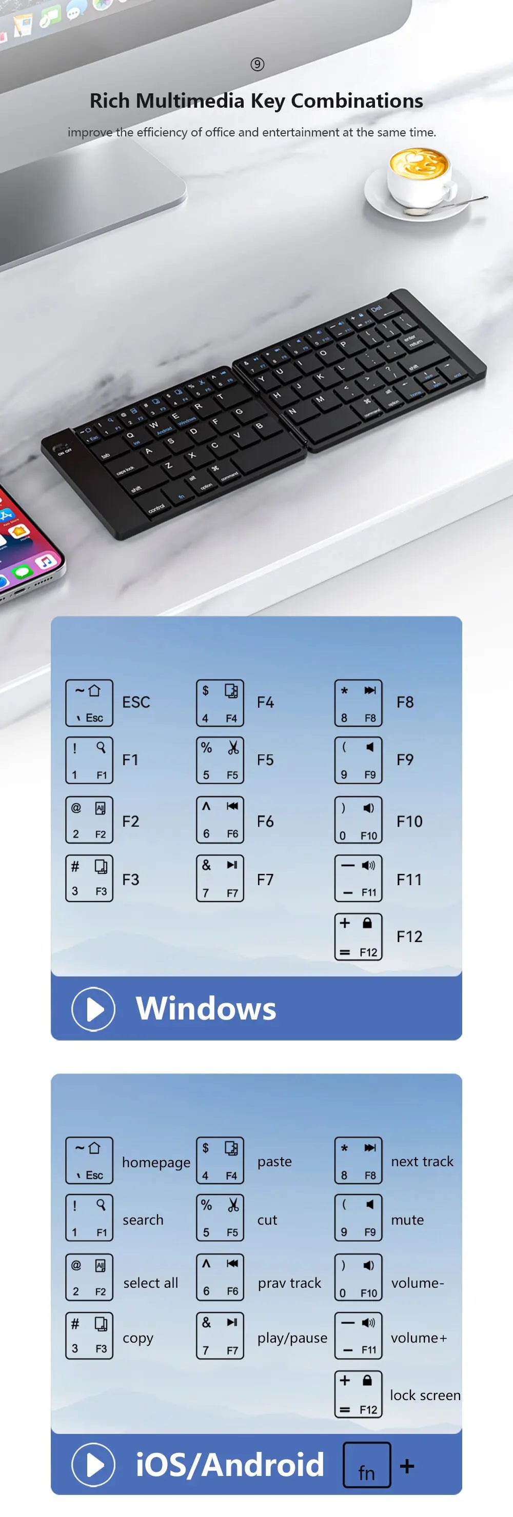 Mini Foldable Bluetooth Keyboard