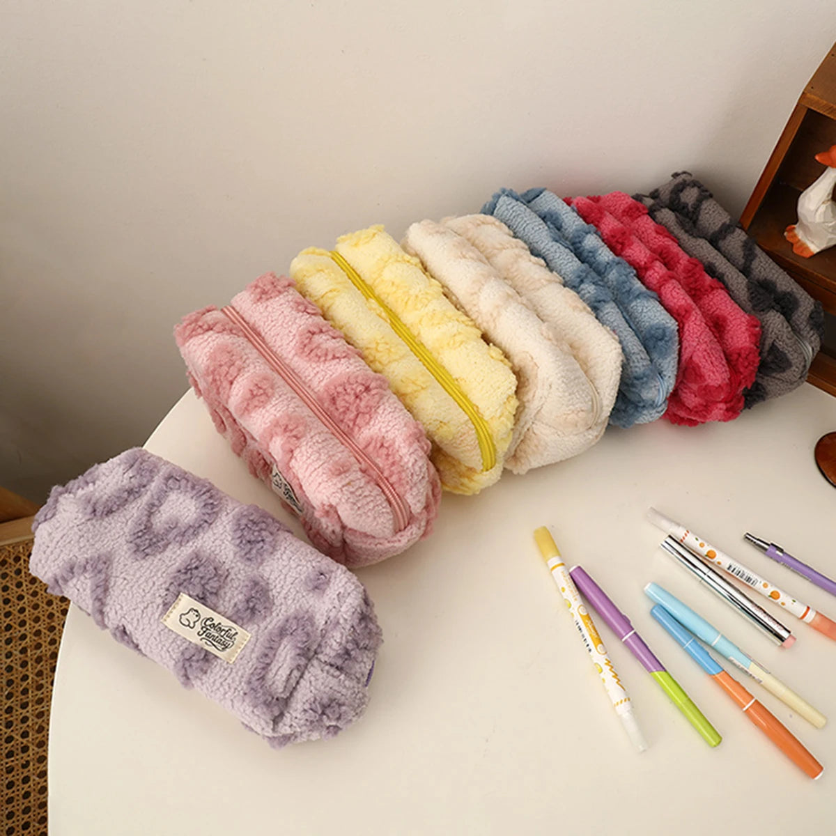 Cute Plush Heart-Shaped Pencil Case