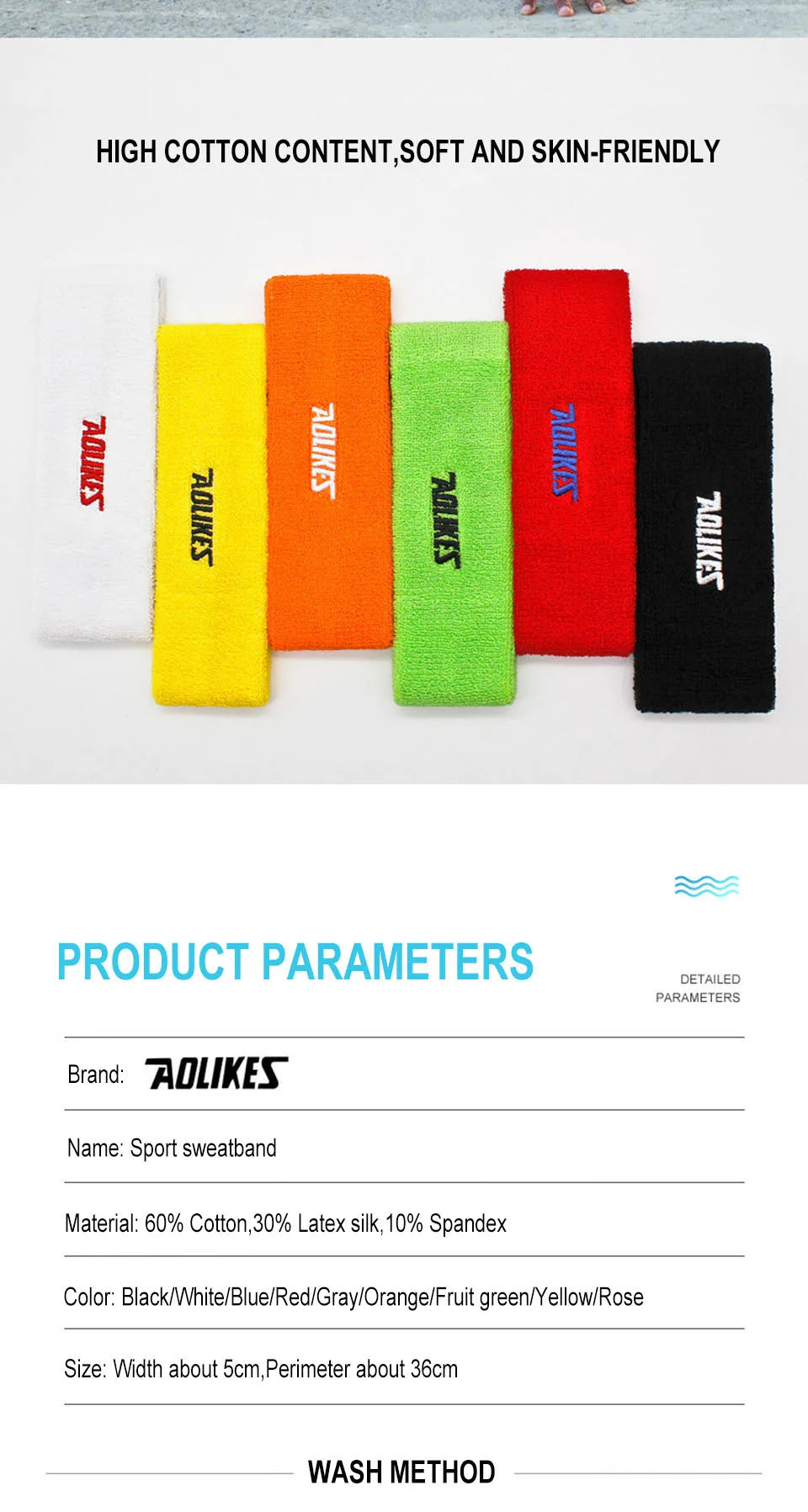 AOLIKES Cotton Sports Sweat Headband