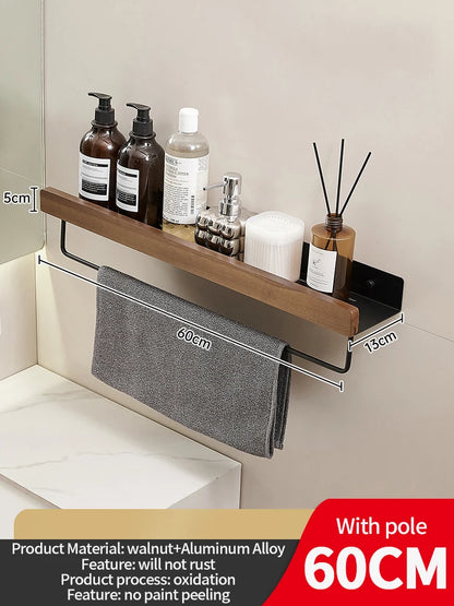Wood & Aluminium Wall Storage Shelf