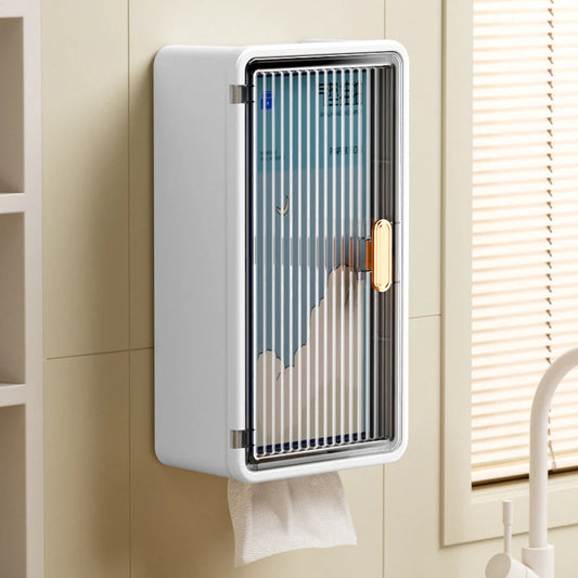 Wall-Mounted Waterproof Tissue Holder & Bathroom Storage Shelf