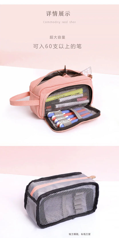 Large Capacity Canvas Pencil Case