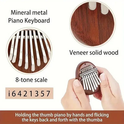 8-Key Mini Wooden Kalimba Thumb Piano