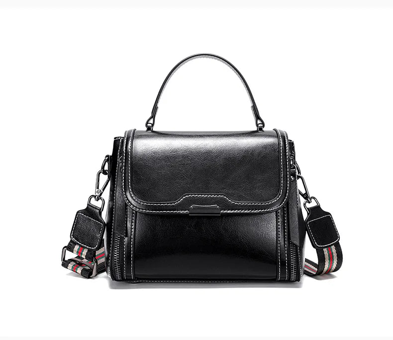 Genuine Cow Leather Top Handle Crossbody Bag