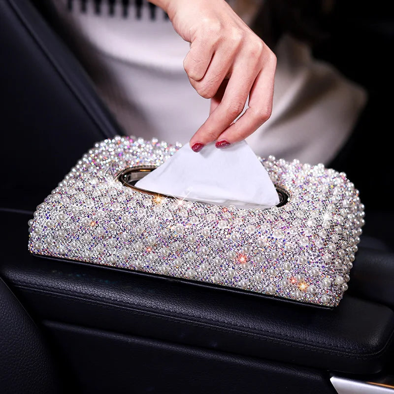 Luxury Pearl Diamond Tissue Box Holder