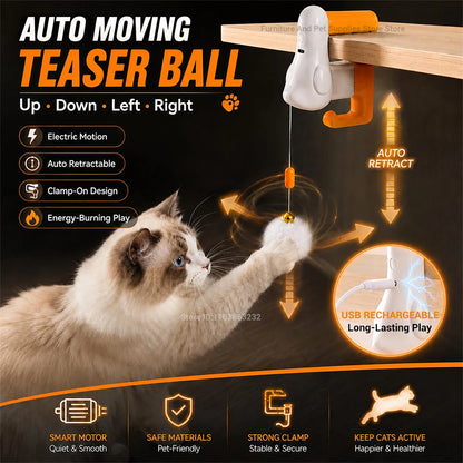 Automatic Interactive Cat Teaser Ball with Desk Clamp