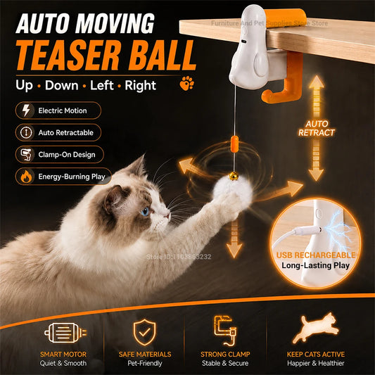 Automatic Interactive Cat Teaser Ball with Desk Clamp