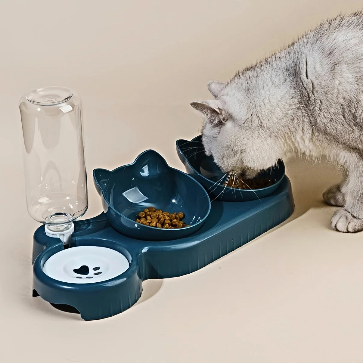 3-in-1 Cat Feeding & Water Station