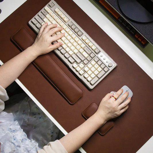 Waterproof PU Leather Desk Mat with Wrist Rest