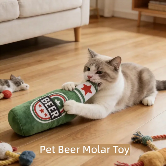 Beer Bottle Plush Squeaky Dog & Cat Toy