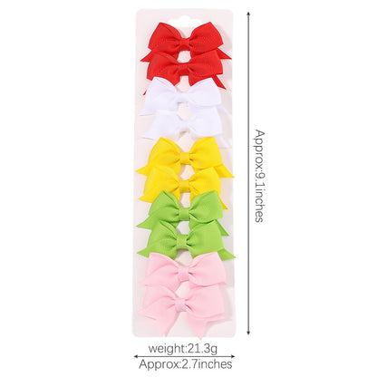 10Pcs/Set  Ribbon Bowknot Hair Clips