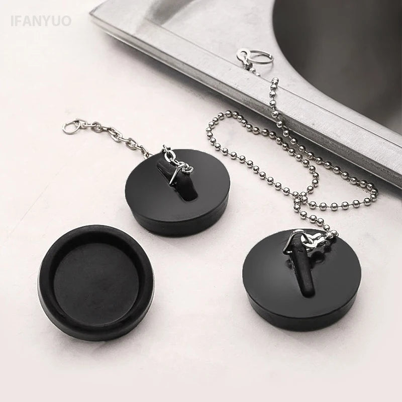Universal Rubber Sink Drain Stopper with Chain