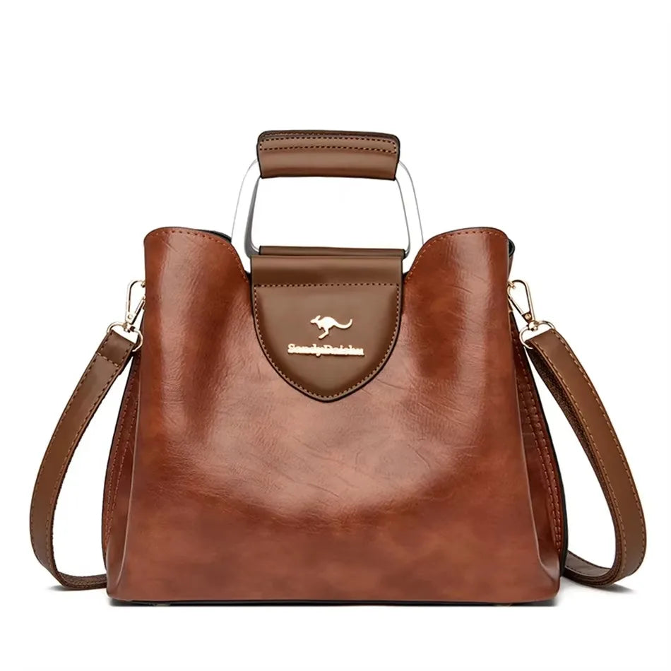 Large Capacity Women’s Leather Tote Handbag