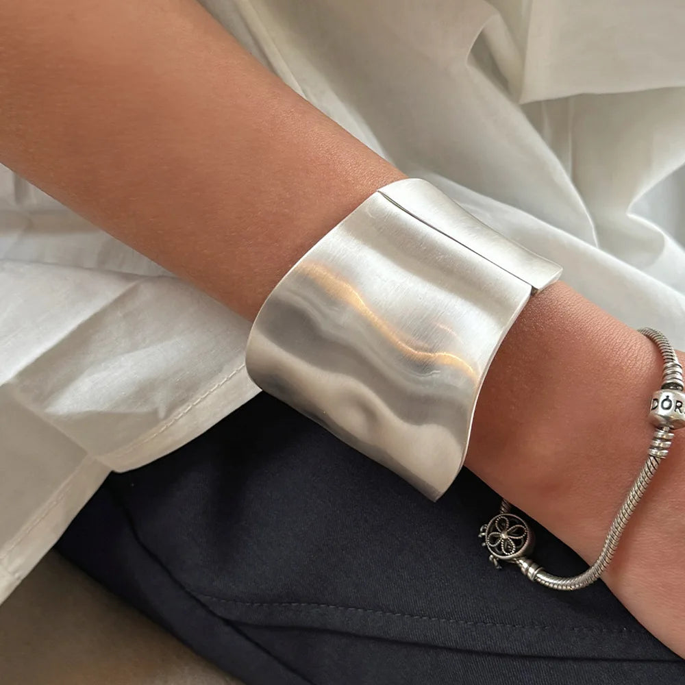 Punk Asymmetric Wide Bangle Bracelet