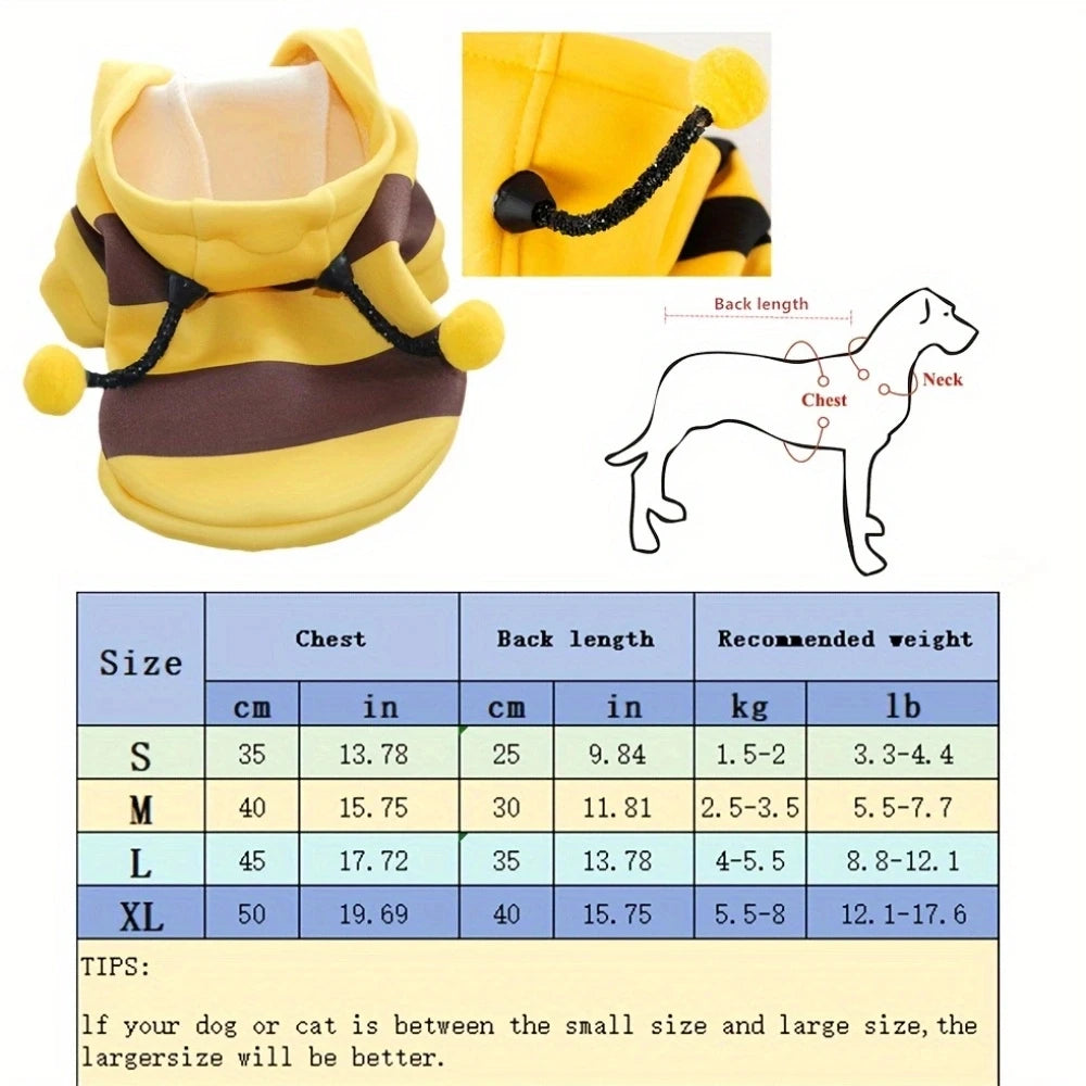 Cute Bumble Bee Dog & Cat Costume Hoodie