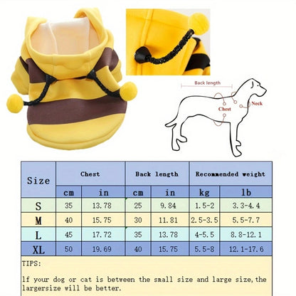 Cute Bumble Bee Dog & Cat Costume Hoodie