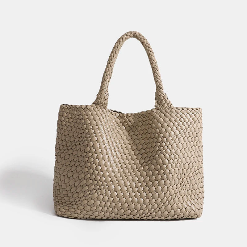 Woven PU Leather Tote Bag with Coin Purse