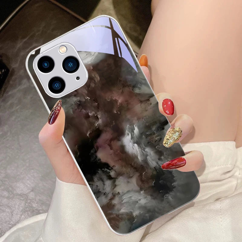 Tempered Glass Marble Effect iPhone Case