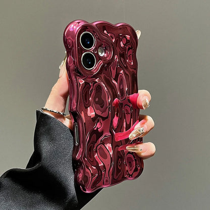 Mobile Phone Case – Glossy Wrinkle Plating Wave Border Case for iPhone
