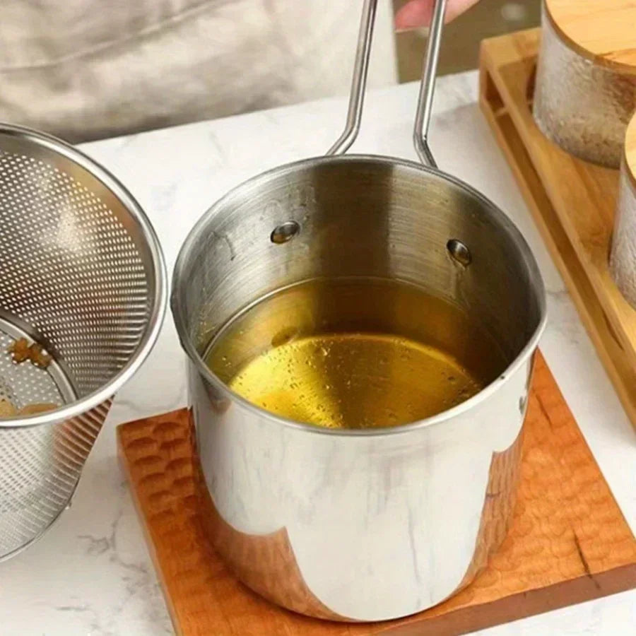 Household Deep Frying Pot with Removable Strainer for Chips & Chicken