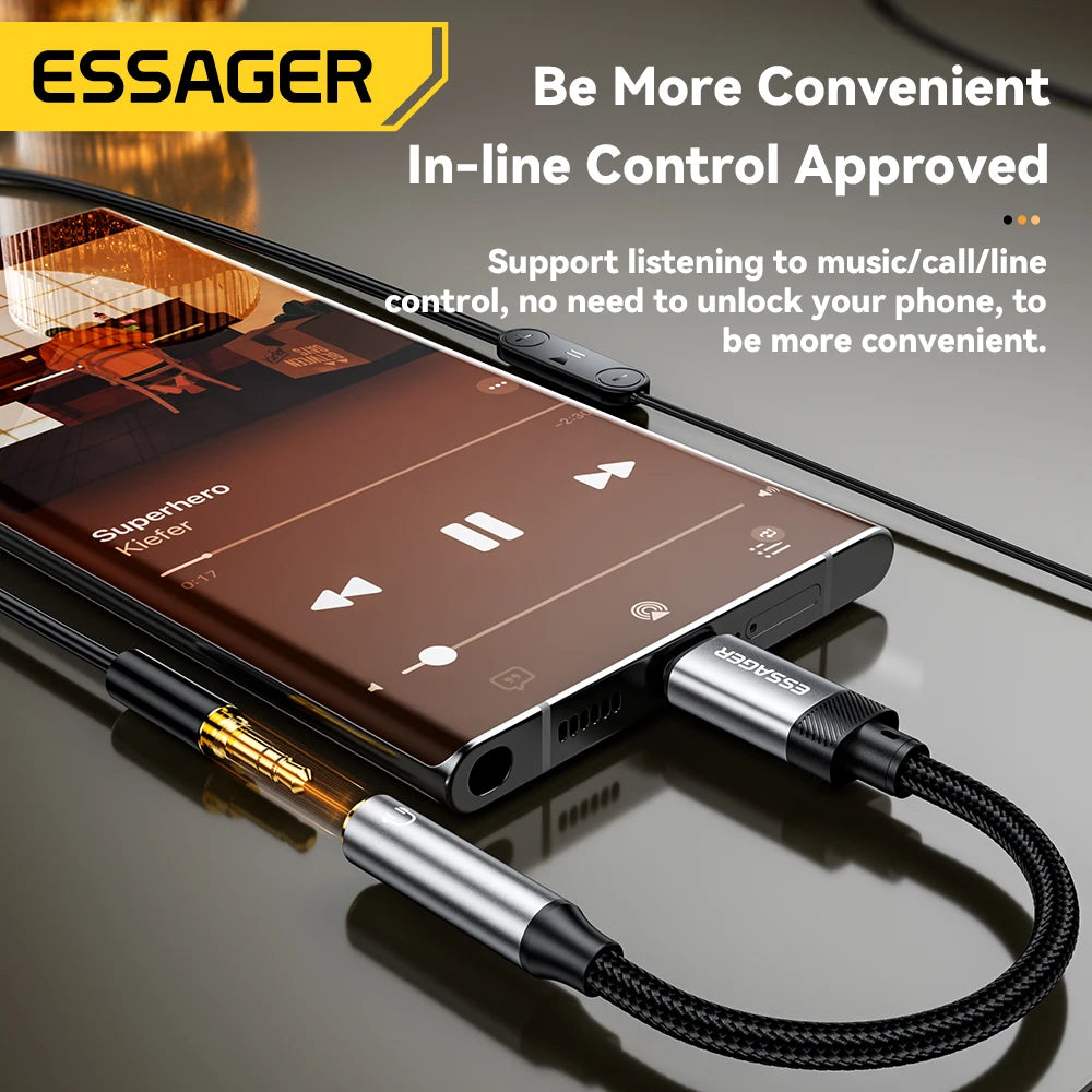ESSAGER USB-C to 3.5mm Audio Adapter for Headphones & AUX