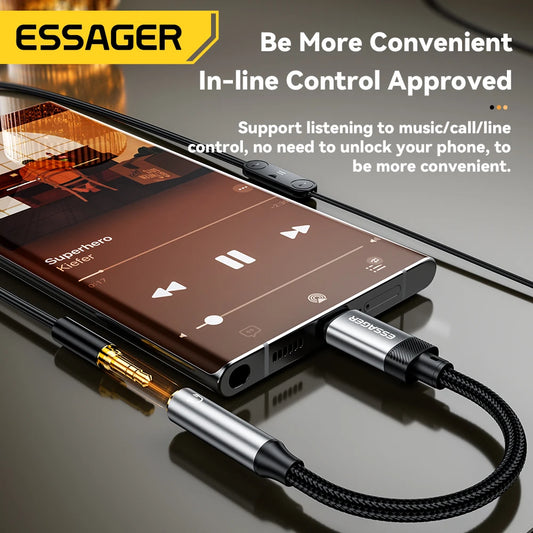 ESSAGER USB-C to 3.5mm Audio Adapter for Headphones & AUX
