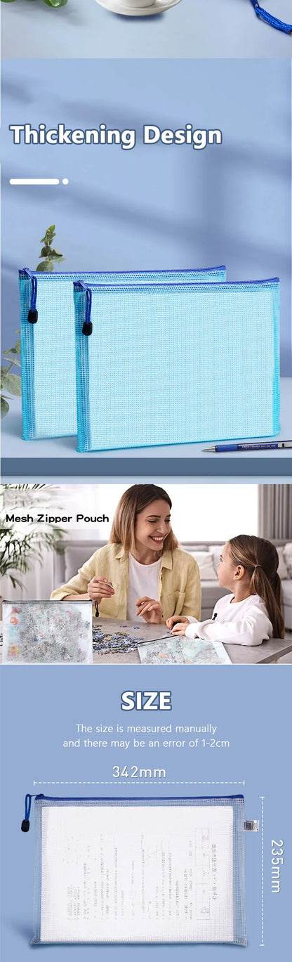 Mesh Zipper Document Pouch Set