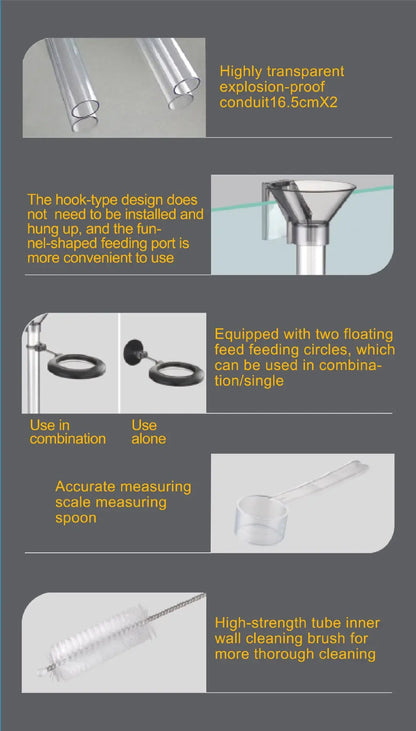 Telescopic Aquarium Feeding Tube with Floating Feeding Ring