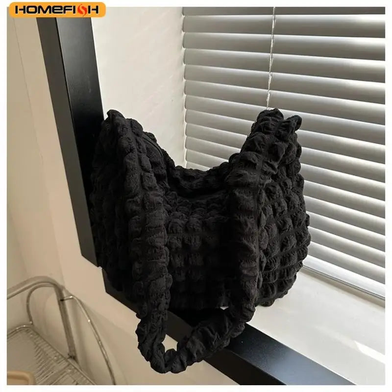 Pleated Quilted Crossbody Shoulder Bag