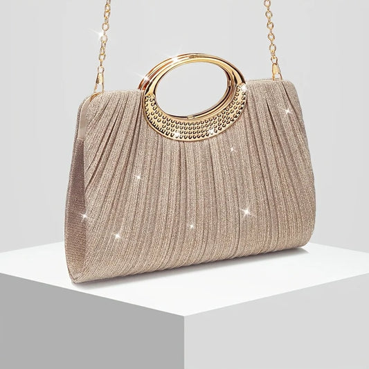 Pleated Shimmer Evening Clutch Bag