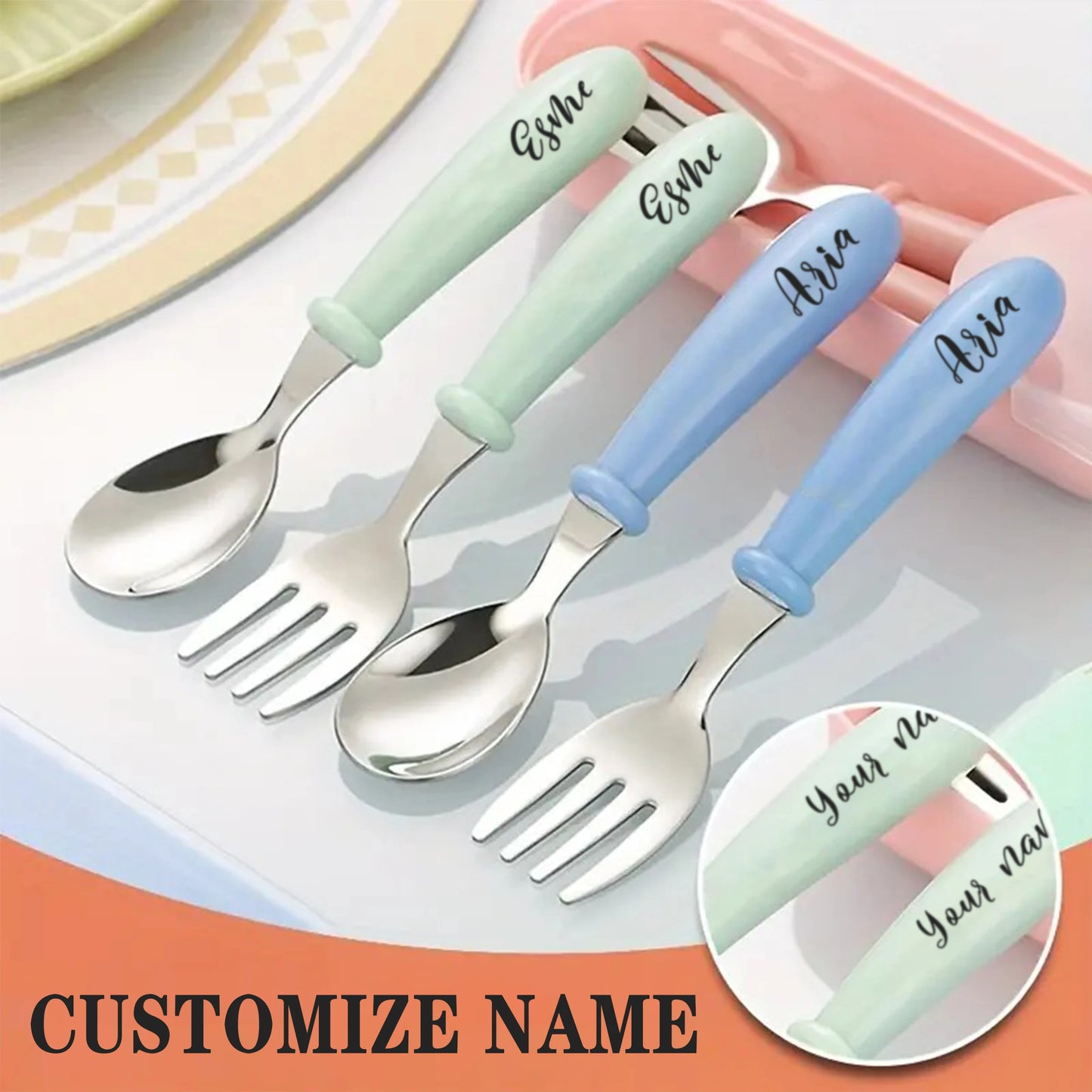 Personalized Kids Cutlery Set with Custom Name